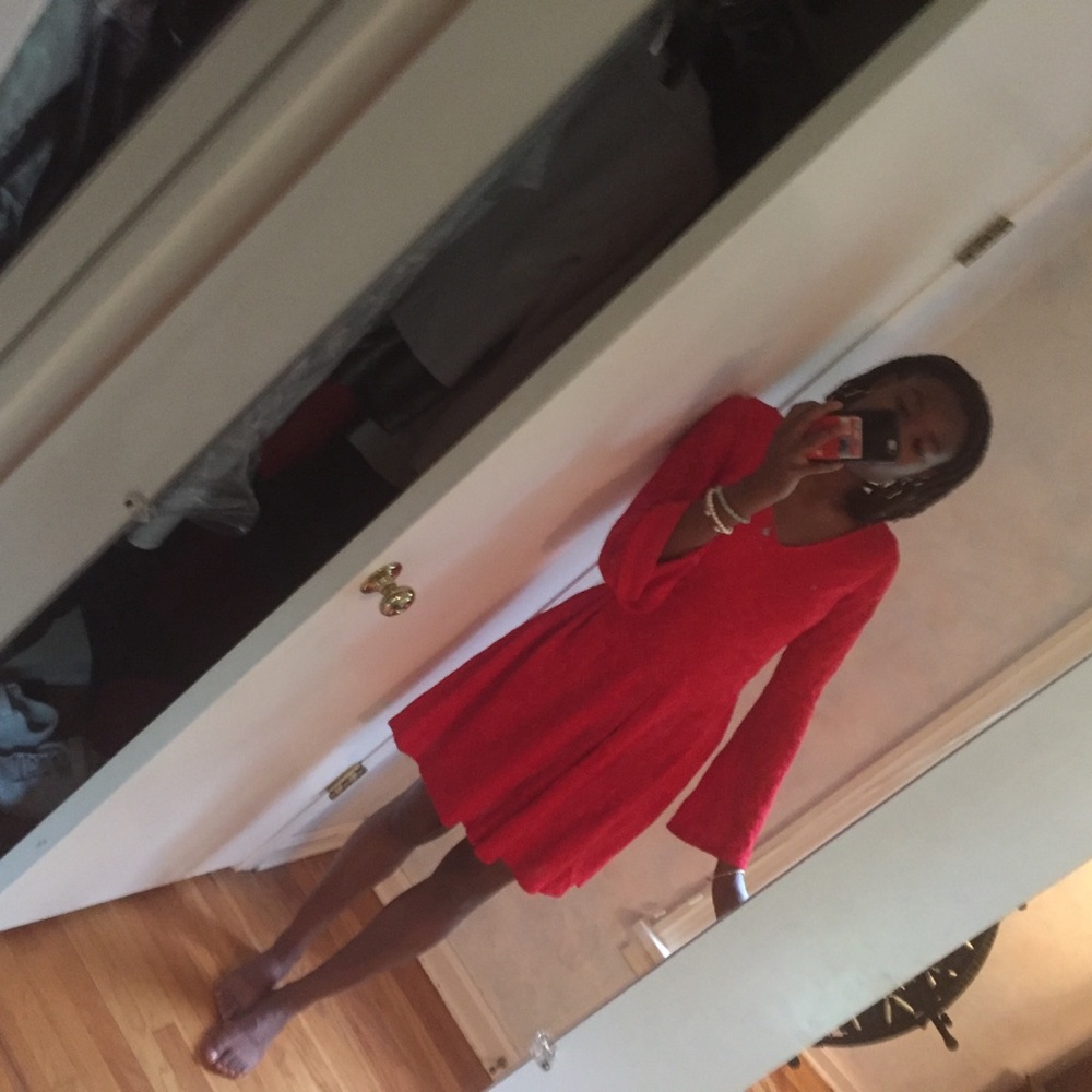 Red Lace Dress with bell sleeves